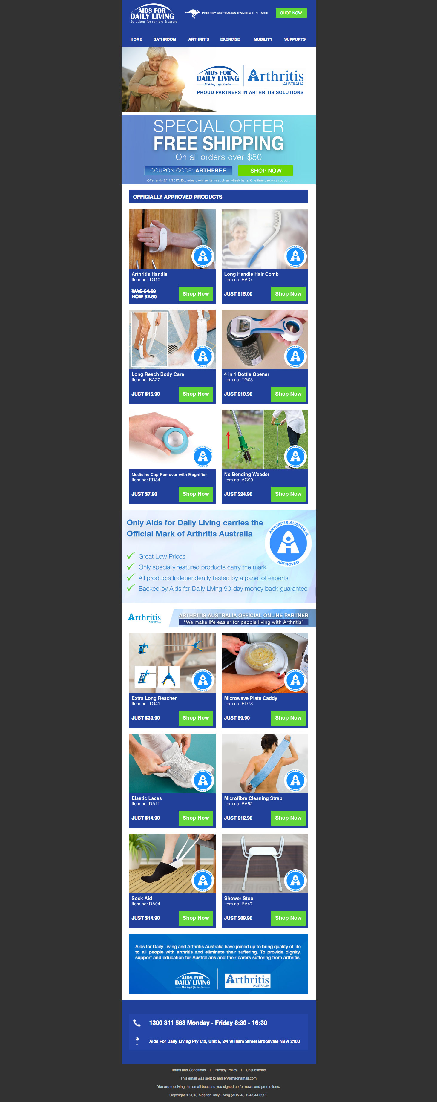 Aids For Daily Living email design preview